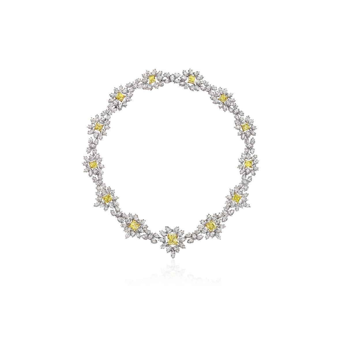 Fancy Yellow Radiant and Fancy Shape Diamond Necklace