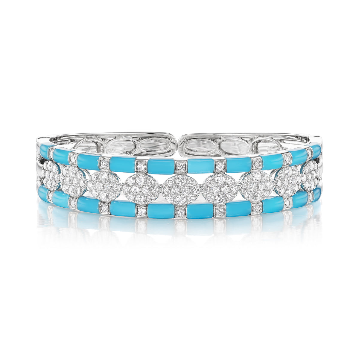Blue Enamel Diamond Earrings