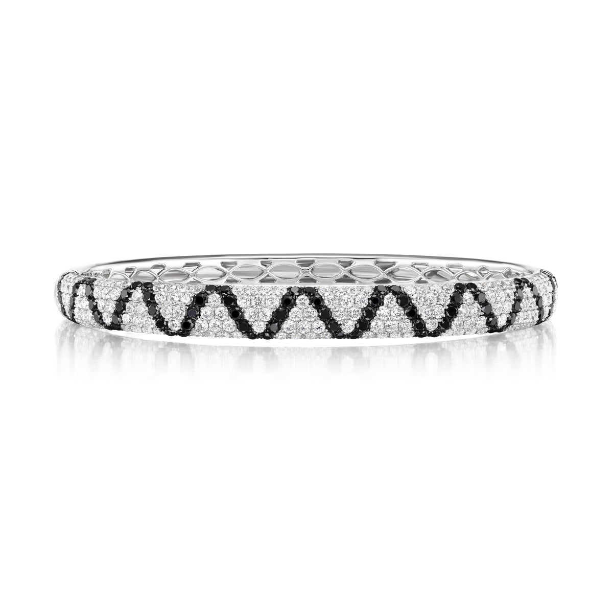 Black and White Zigzag Diamond Bangle