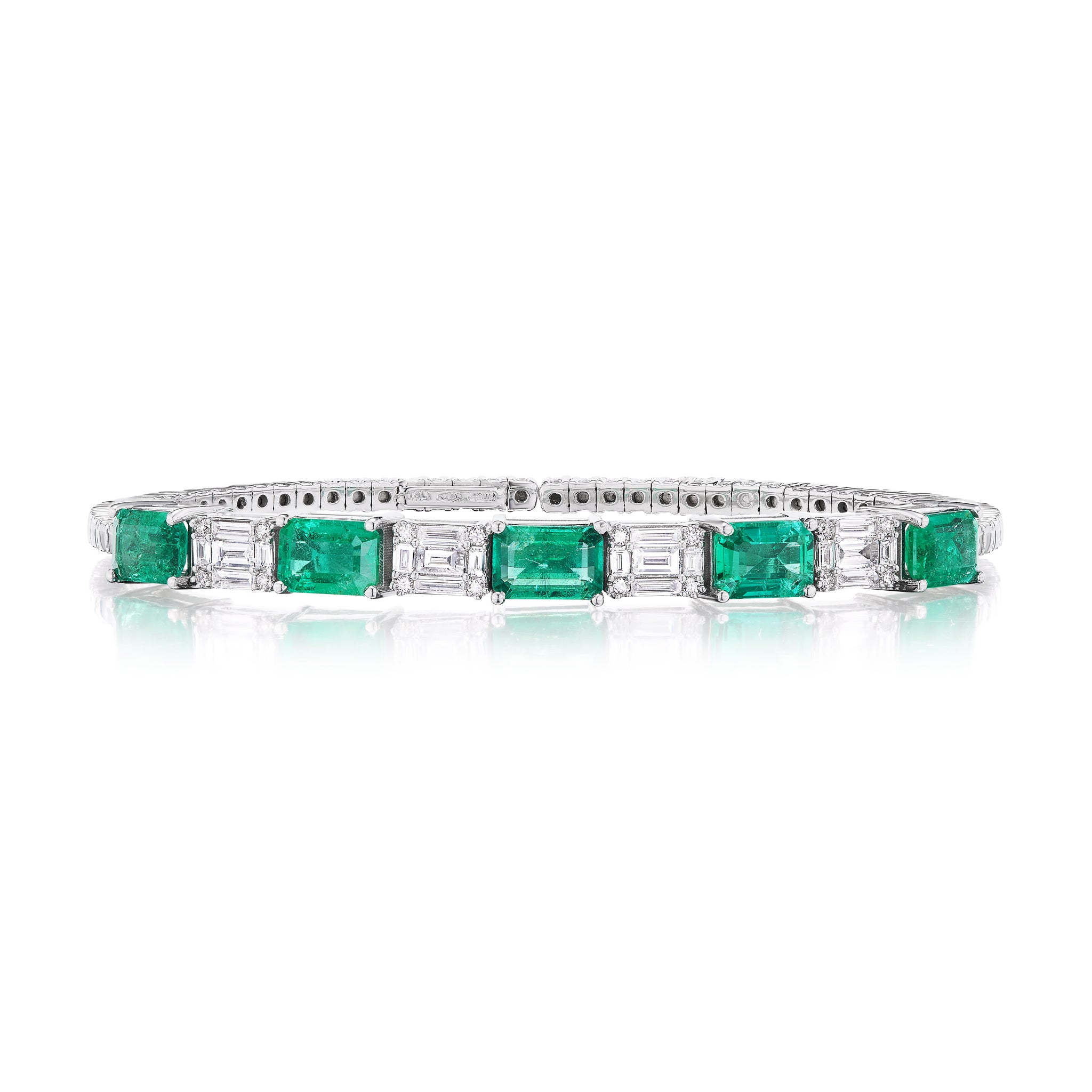 Diamond and Green Emerald Bangle