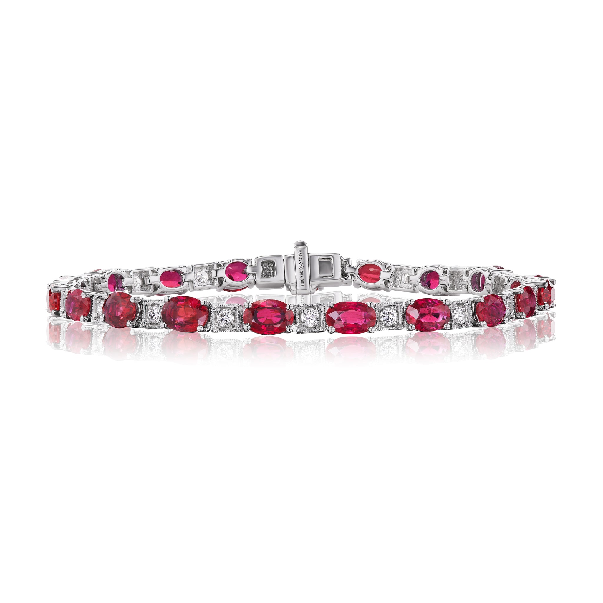 Round Brilliant Diamond and Oval Cut Ruby Bracelet – TGluck