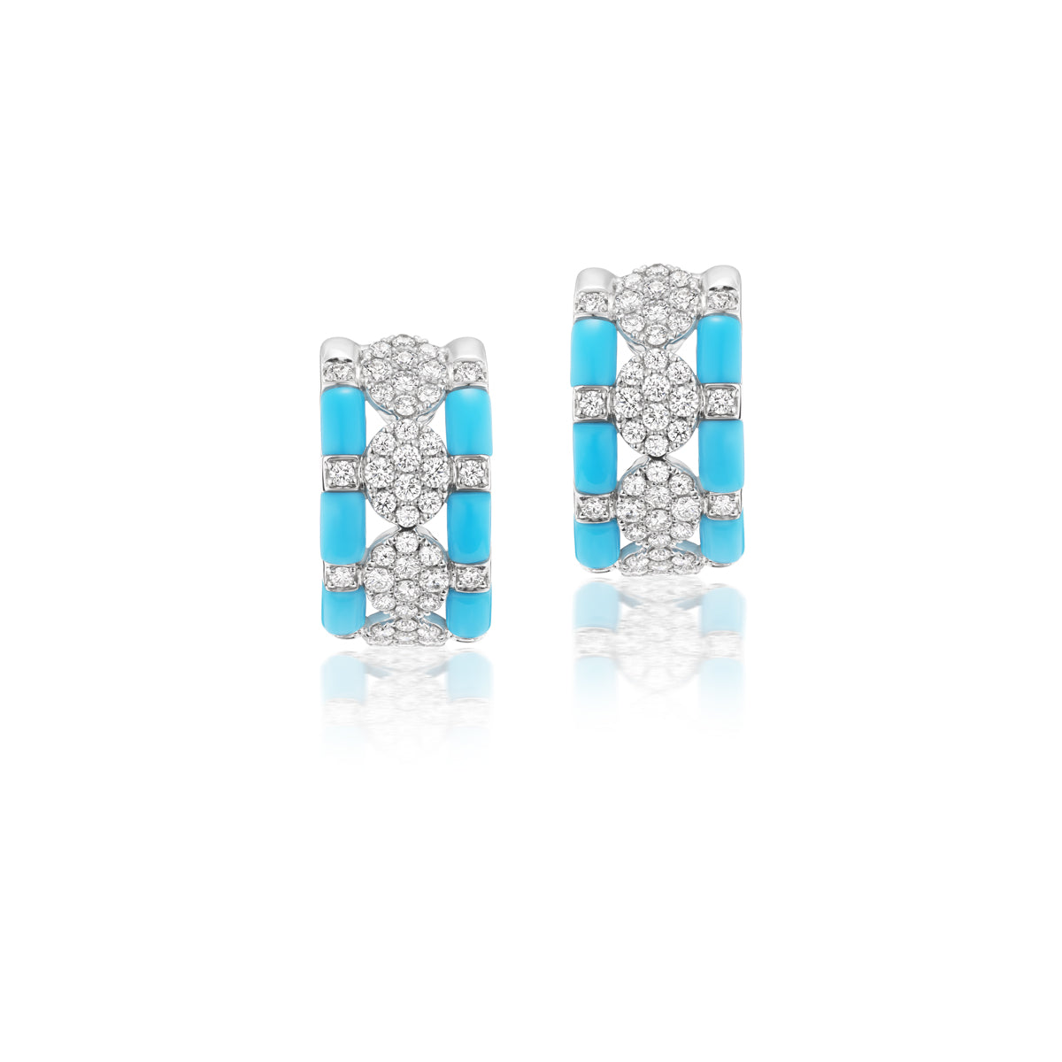 Blue Enamel Diamond Earrings