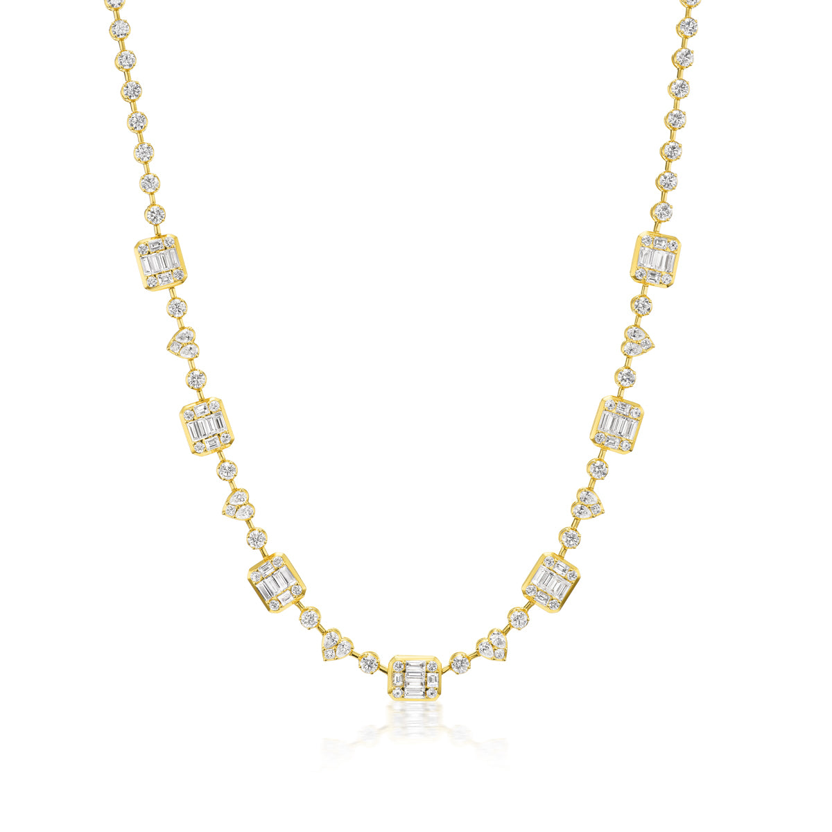 Yellow Gold Fancy Shape Diamond Necklace