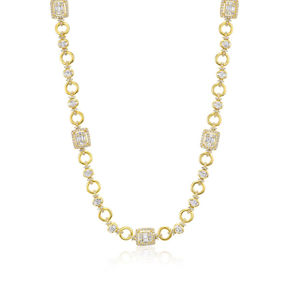 Yellow Gold Ring and Fancy Shape Diamond Necklace