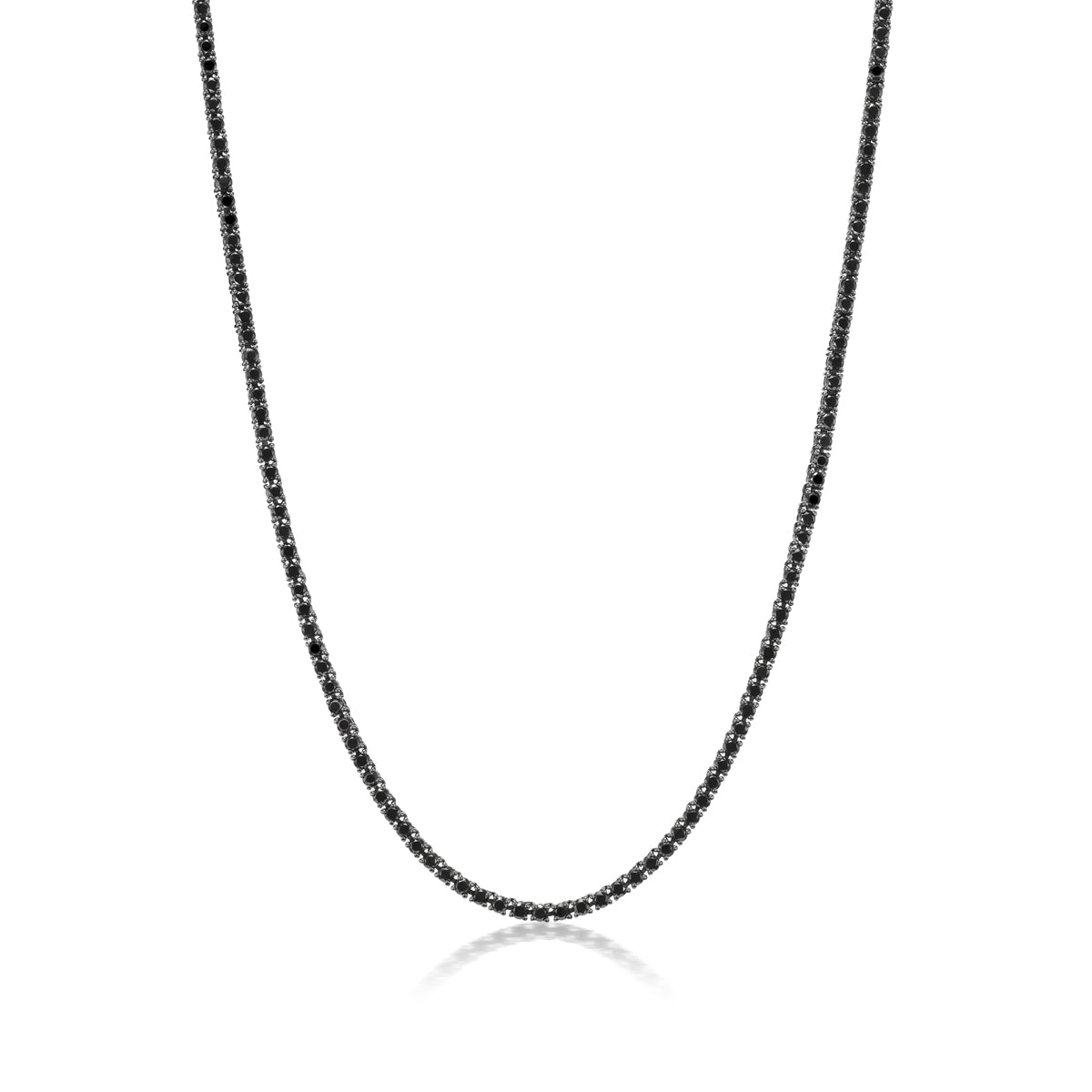 Bolo Chain Black Diamond and Rhodium Riviera Necklace