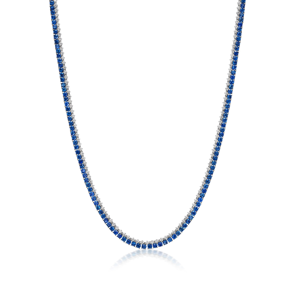 Sapphire and Diamond Two Row Necklace