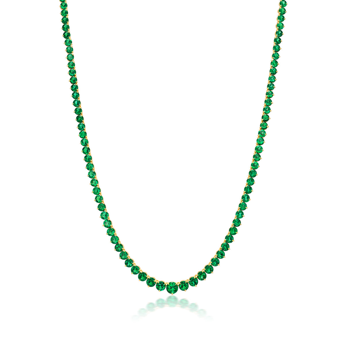 Green Emerald Graduated Riviera Necklace
