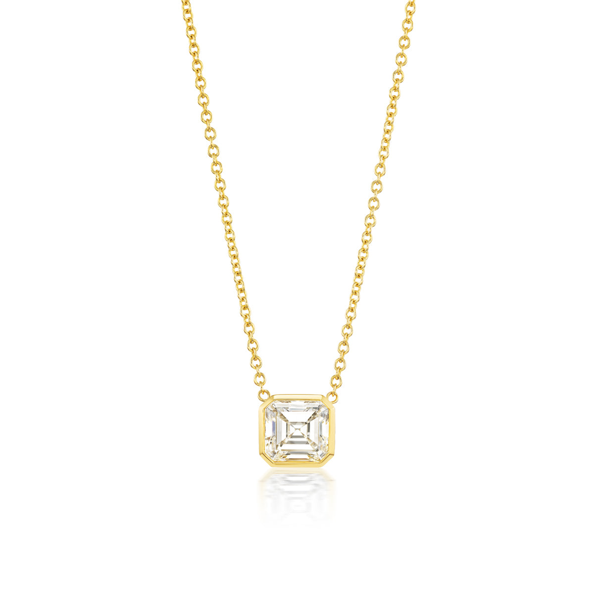Yellow Gold Asscher Cut Diamond Bezel Pendant