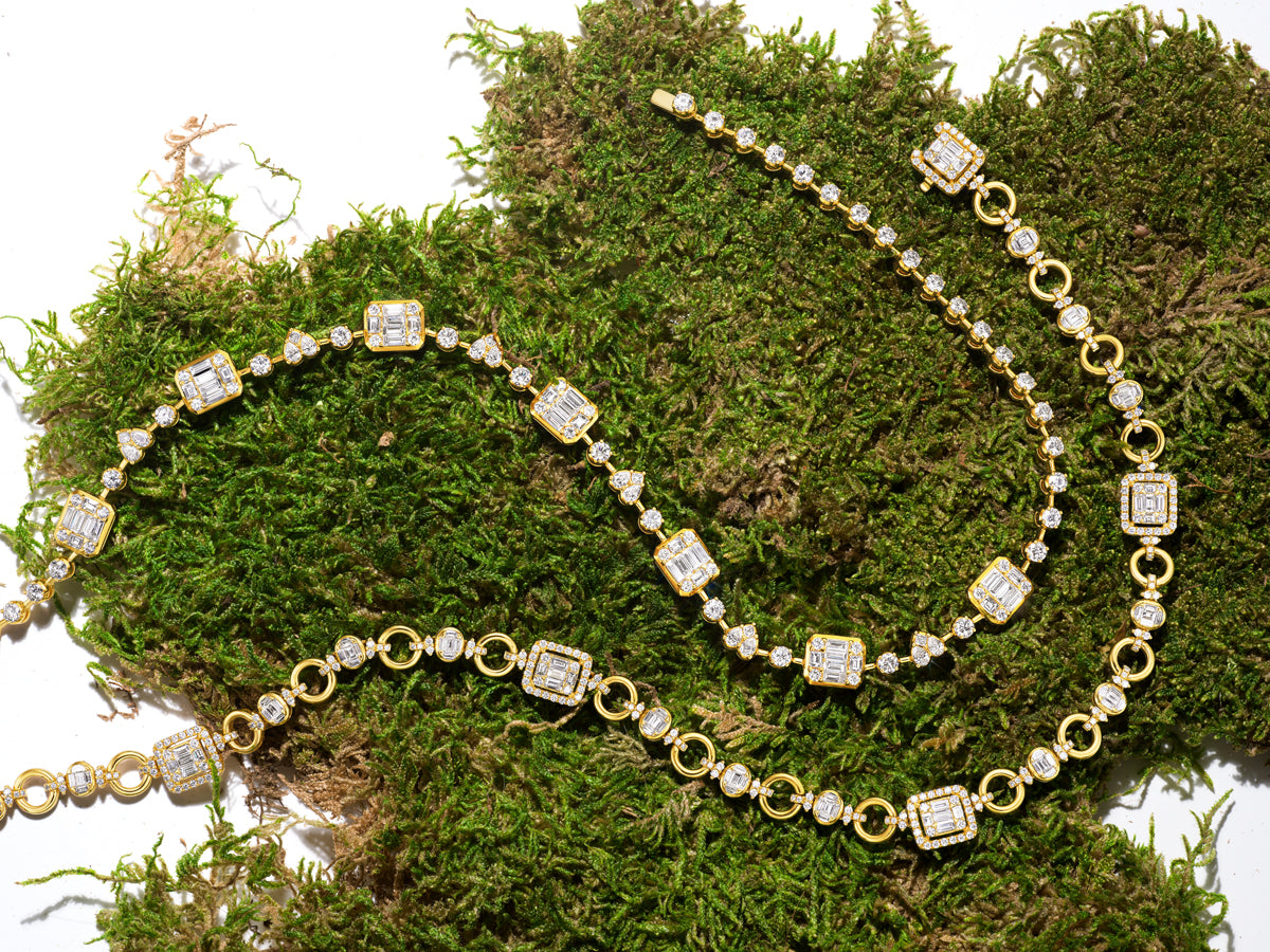 Yellow Gold Fancy Shape Diamond Necklace