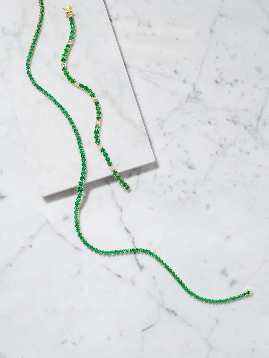 Green Emerald Graduated Riviera Necklace